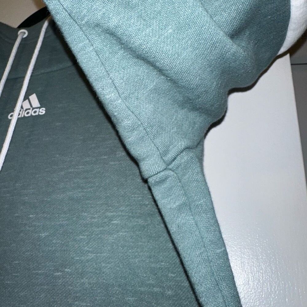 Adidas Small Hooded Drawstring Womens Sweatshirt Green White EUC - Picture 4 of 10
